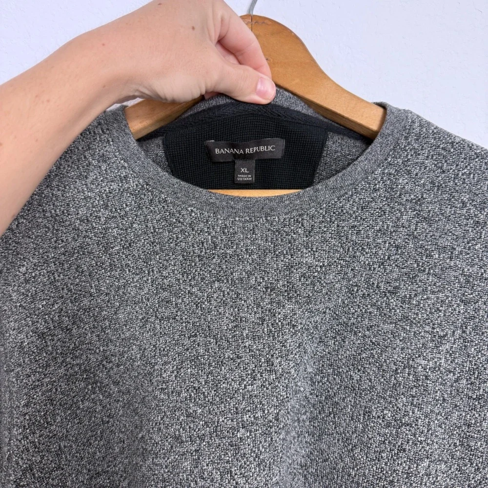Banana Republic Mens XL Gray Marl Cotton Blend Long Sleeve Crewneck Sweater